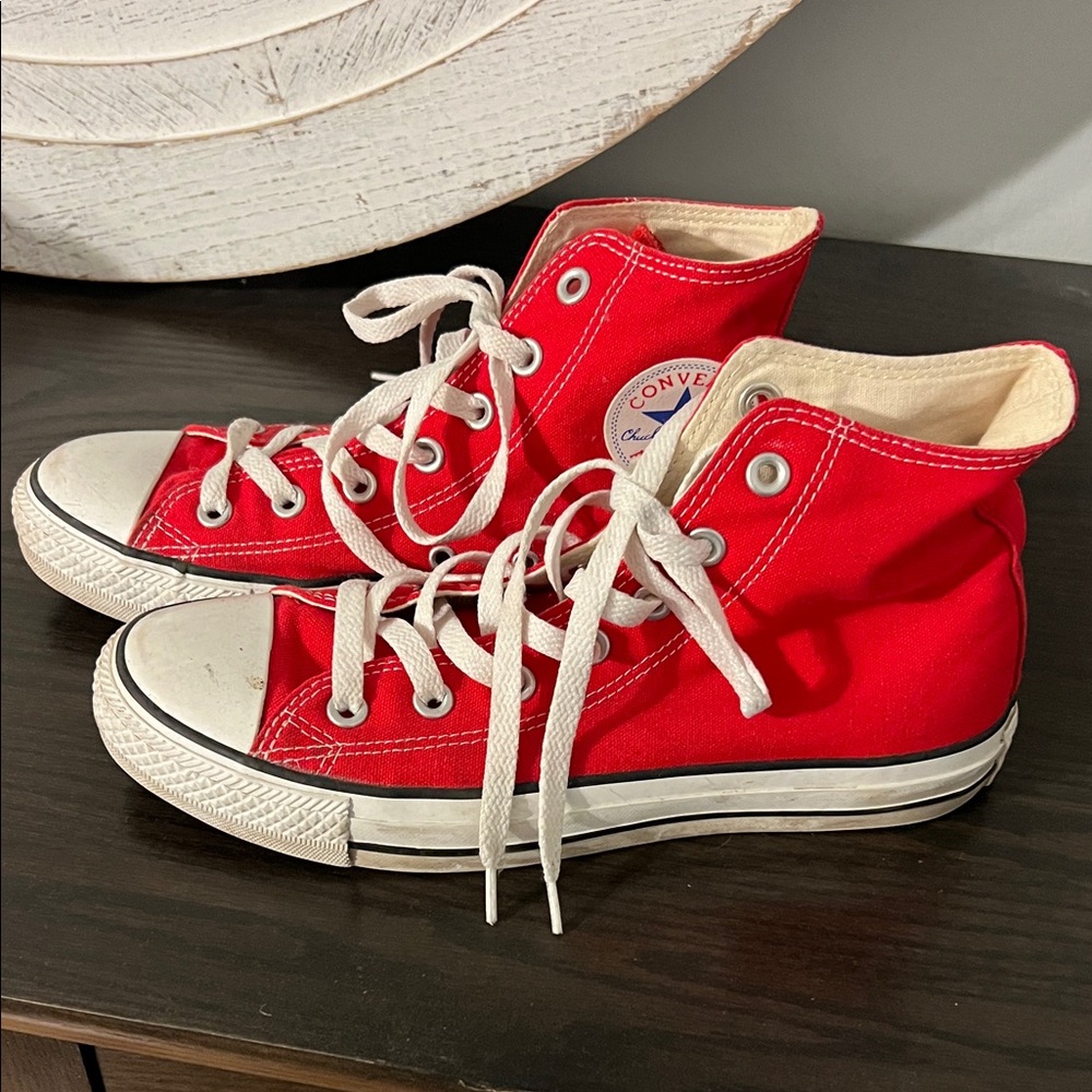 Converse Red High-Top Canvas Sneakers with White Accents